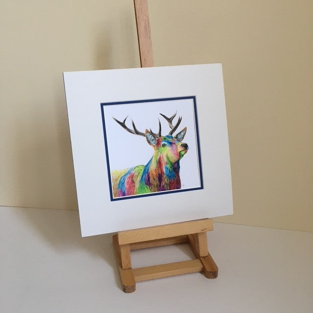 Colour Splash Glen - A brightly coloured Red Stag Giclee print